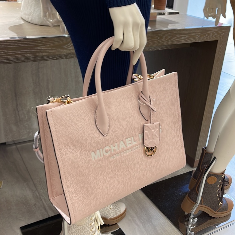 Michael Kors Bag Shoulder Bag Mirella Md Ew Tote Bag Powder Blush Multi Leather - Picture 10 of 16